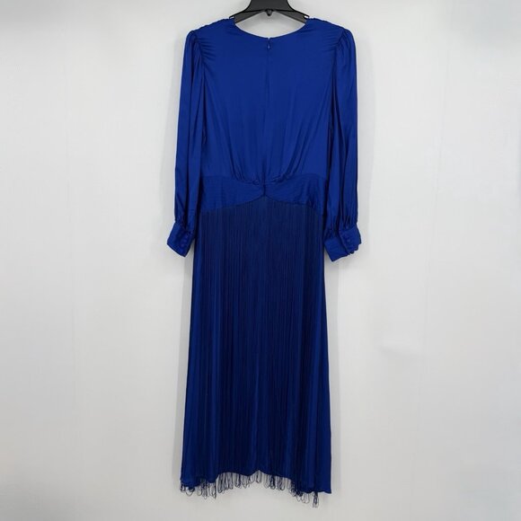 FARM Rio Blue Fringe Long Sleeve Maxi Dress Size XL Cocktail Party Semi Formal - Picture 11 of 16